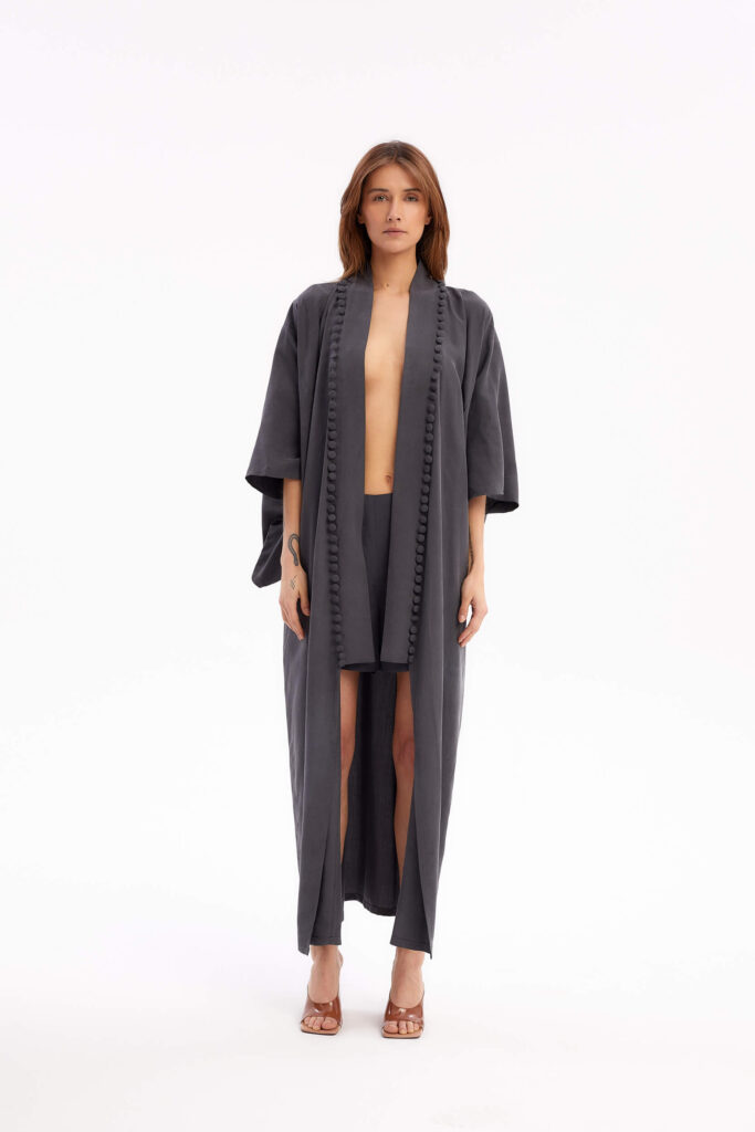 Limited edition grey kimono with buttons